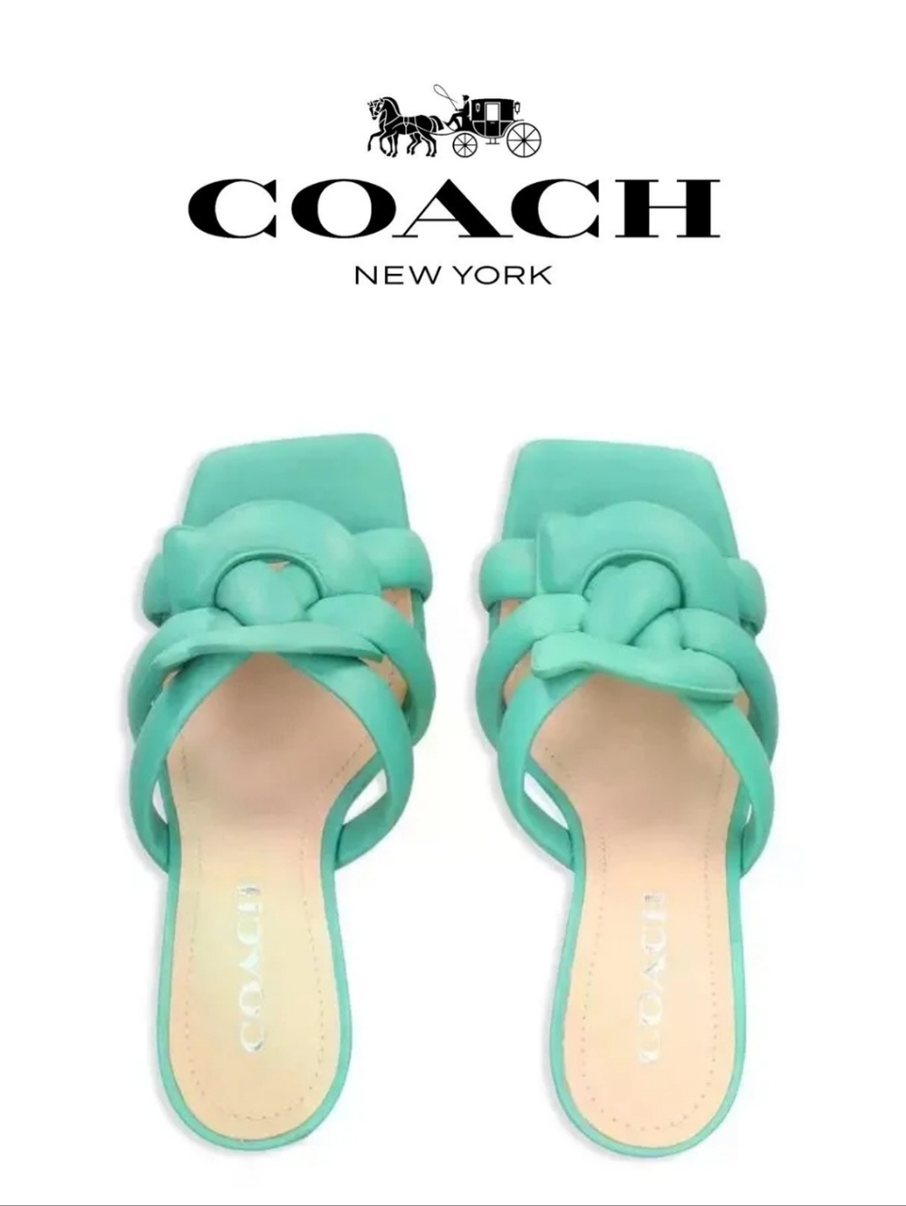 Coach Kellie Leather Sandal Bright Green 6.5 B (M) - Picture 4 of 4